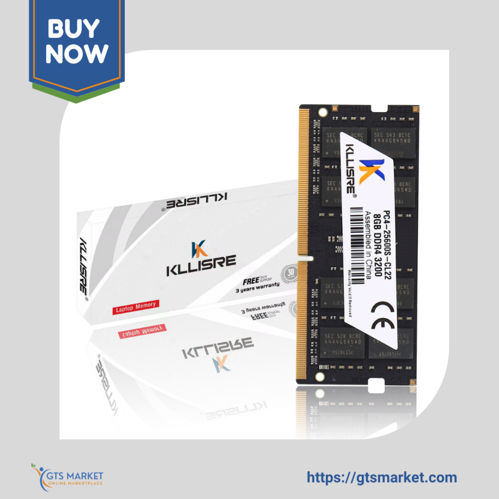 Professional news article featured image: A sleek and modern KLLISRE 8GB DDR4 RAM module against a tech-themed background, showcasing its design and branding.. High quality, editorial style, suitable for news website, 1200x630 pixels, modern design