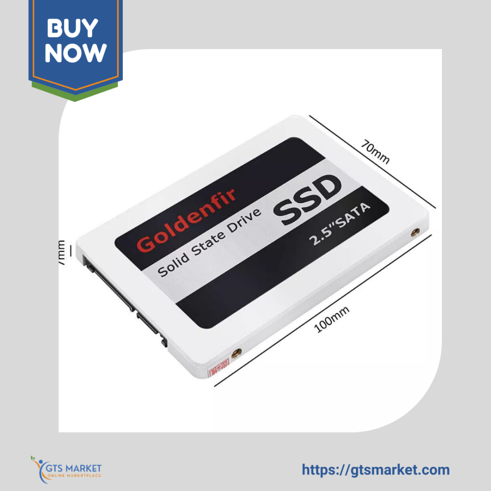 Professional news article featured image: A sleek and modern Goldenfir SSD 2.5-inch SATA drive, showcasing its compact design and branding, set against a tech-themed background.. High quality, editorial style, suitable for news website, 1200x630 pixels, modern design
