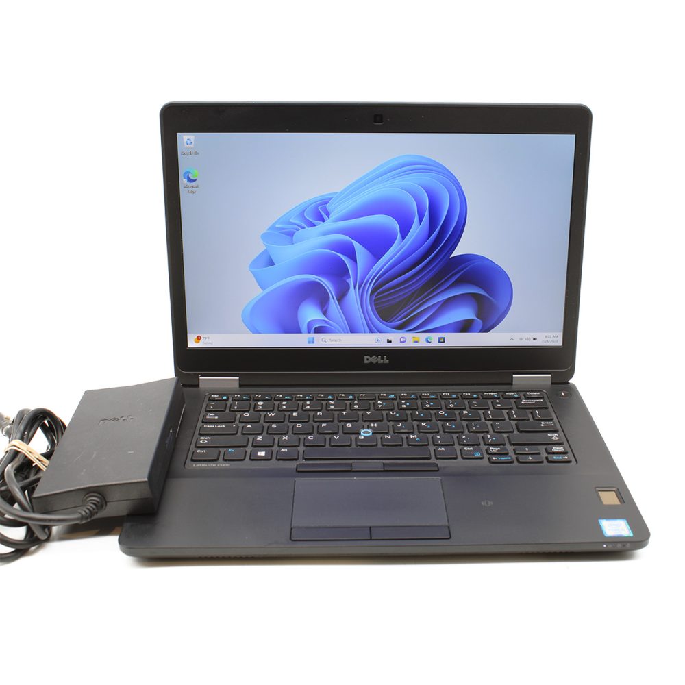 Professional news article featured image: A sleek and modern Dell Latitude E5470 laptop open on a desk, with a glowing backlit keyboard, showing a vibrant display, set in a professional office environment with subtle lighting.. High quality, editorial style, suitable for news website, 1200x630 pixels, modern design