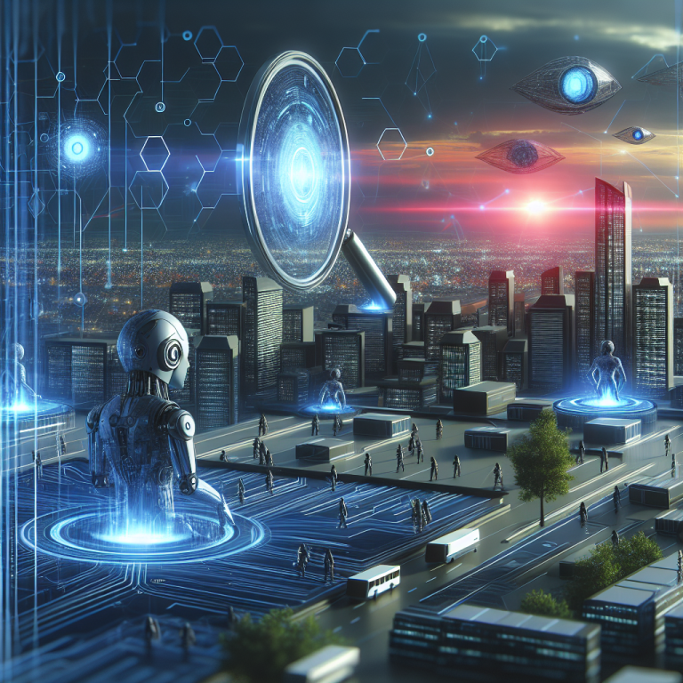Professional news article featured image: A futuristic digital landscape with AI elements scanning for cybersecurity vulnerabilities.. High quality, editorial style, suitable for news website, 1200x630 pixels, modern design